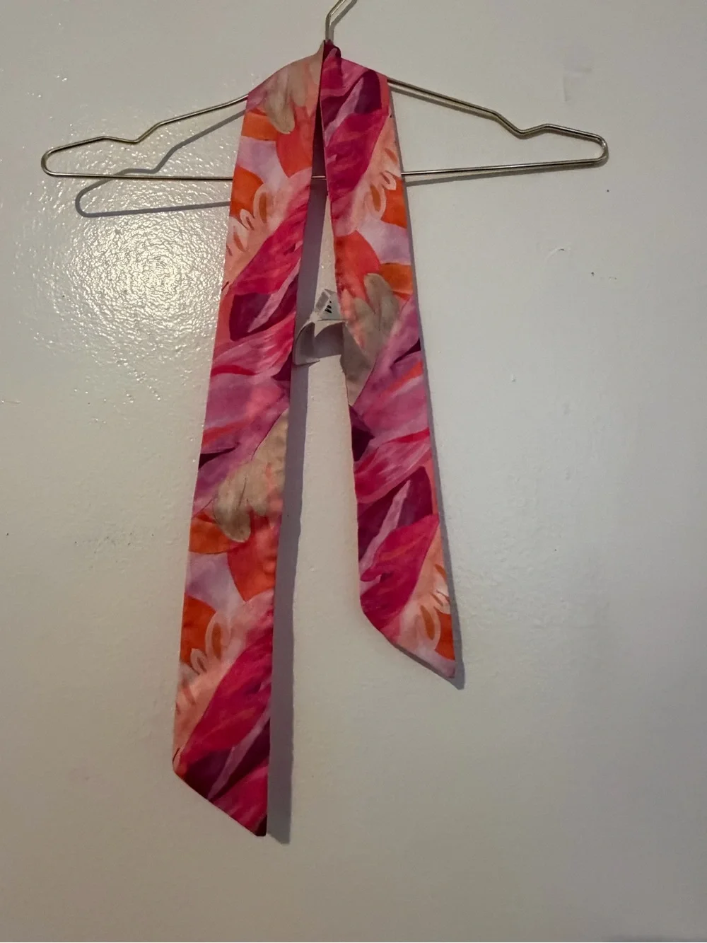 H&M Pink Tropical Print Twilly Scarf Ribbon Hair Scarf